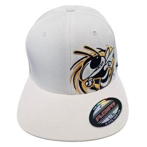 Vtg Georgia Tech Yellow Jackets Fitted Hat Cap Sz L - XL Y2K White GT FlexFit